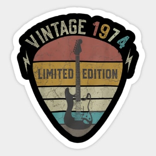 Guitar Lover 50 Year Old Gifts Vintage 1974 Sticker